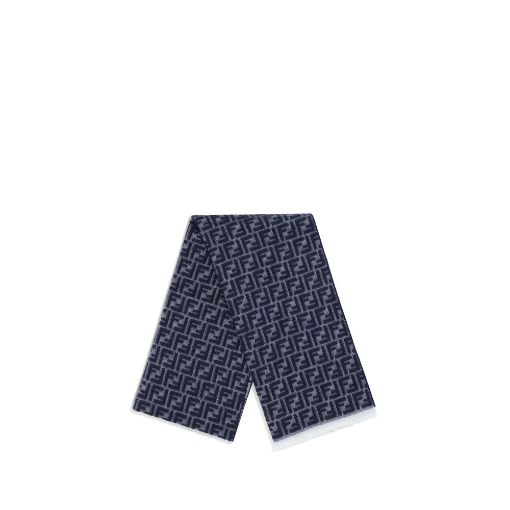 Fendi Blue Fleece Wool Scarf