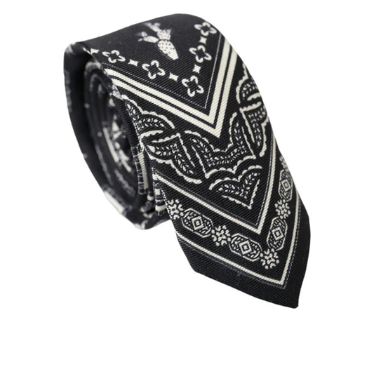 Dolce & Gabbana Black And White Silk Tie