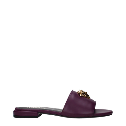 Versace Purple Leather Slippers
