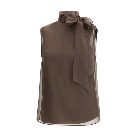 Brunello Cucinelli Brown Silk Blouse