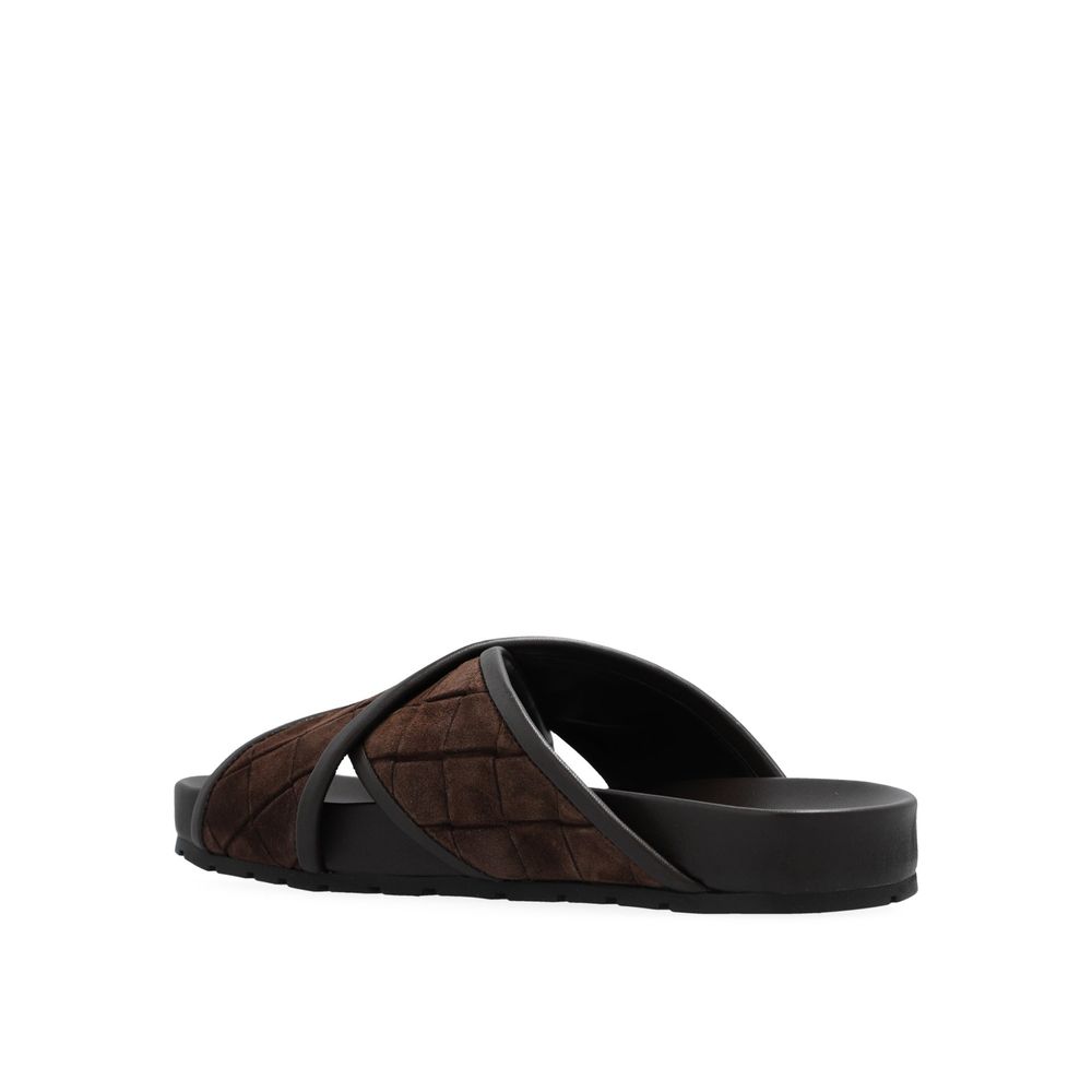 Bottega Veneta Brown Lamb Leather Flat Sandals
