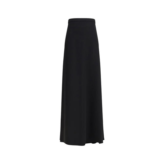 Valentino Black Silk Long Skirt