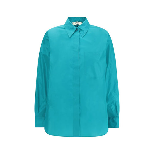 Fendi Light Blue Silk Dress Shirt