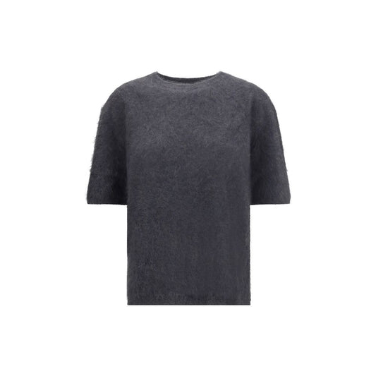 Lisa Yang Grey Cashmere Short Sleeve Sweater