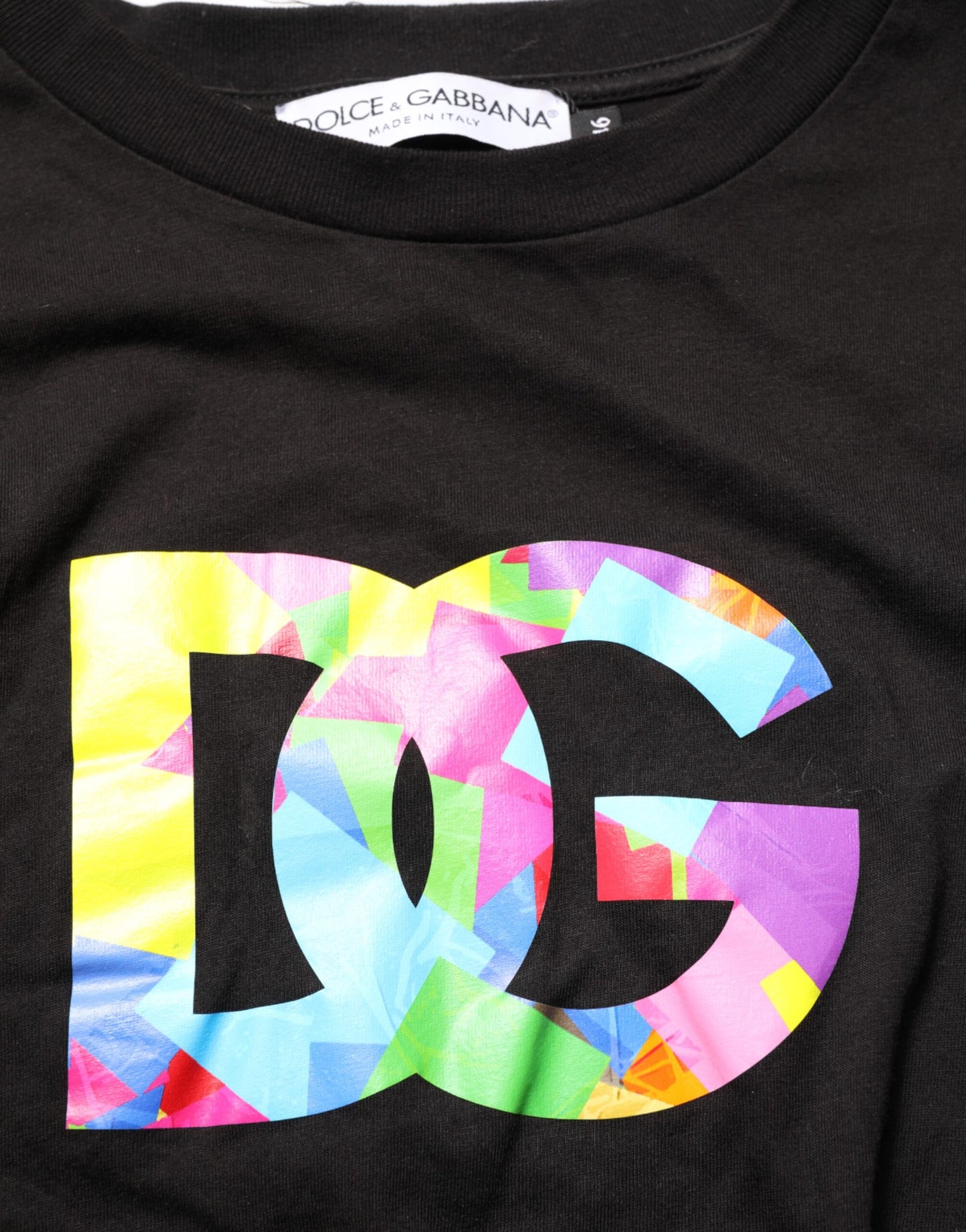 Dolce & Gabbana Black Logo Print Cotton Crew Neck T-shirt