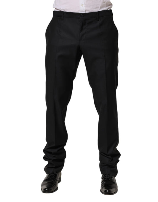 Dolce & Gabbana Black Wool Skinny Dress Formal Trouser Pants