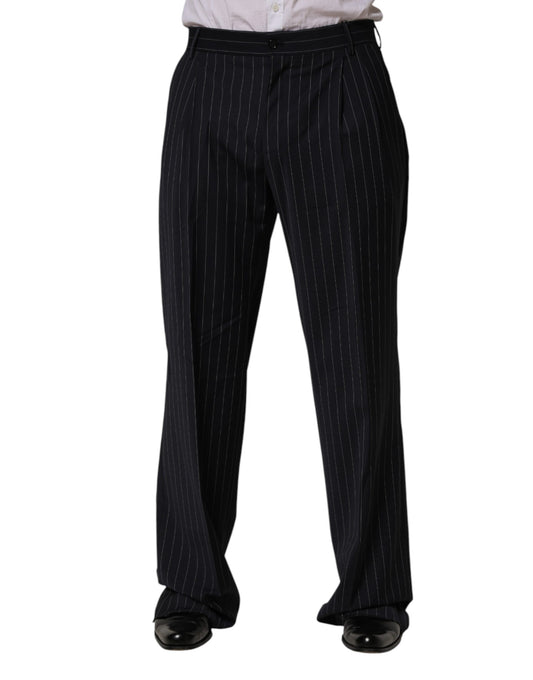 Dolce & Gabbana Black Stripe Straight Men Dress Trouser Pants
