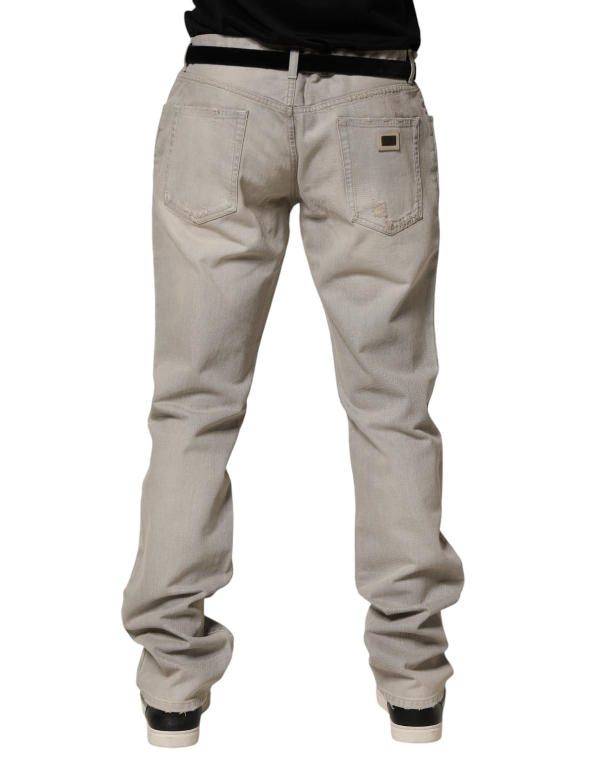 Dolce & Gabbana Light Gray Cotton Straight Denim Trouser Jeans