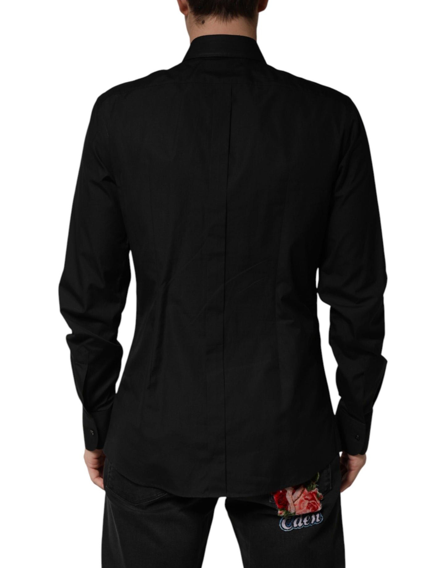 Dolce & Gabbana Black Crystal GOLD Formal Cotton Dress Shirt