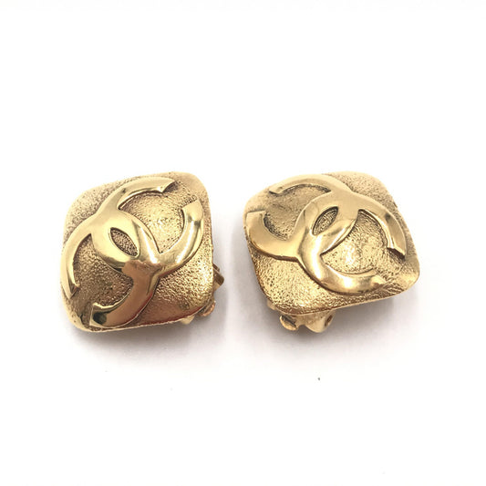 Chanel Coco Mark Diamond Shaped Earrings, Gold Plated