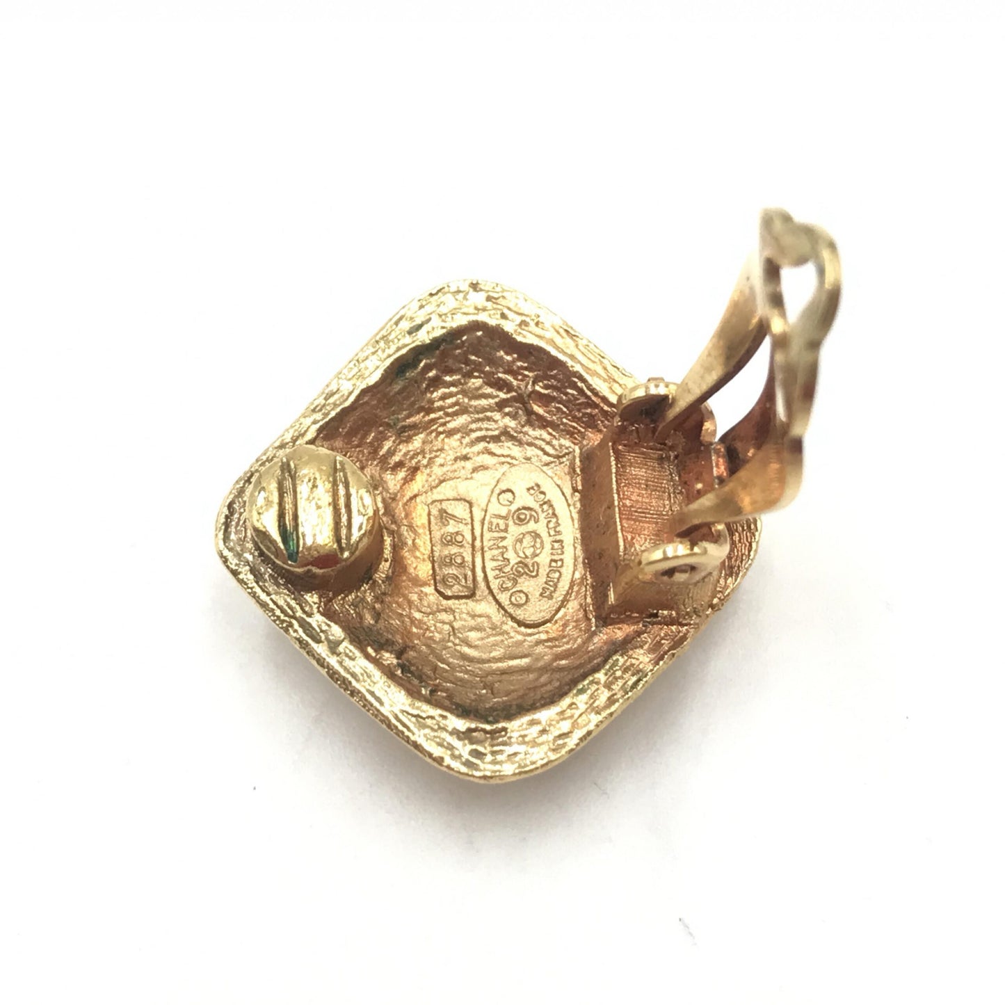 Chanel Coco Mark Diamond Shaped Earrings, Gold Plated