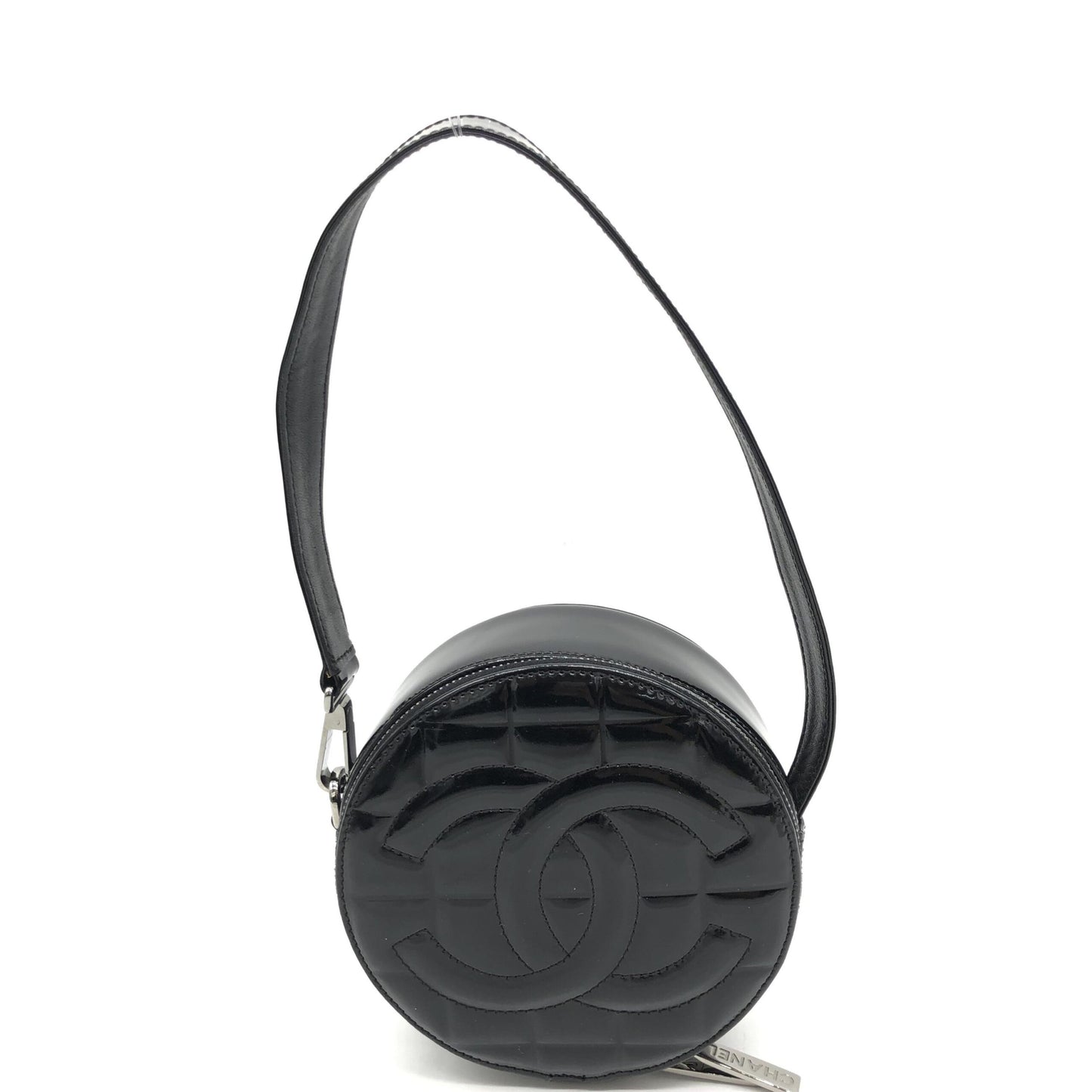 Chanel Black Patent Quilted CC Circle Mini Bag