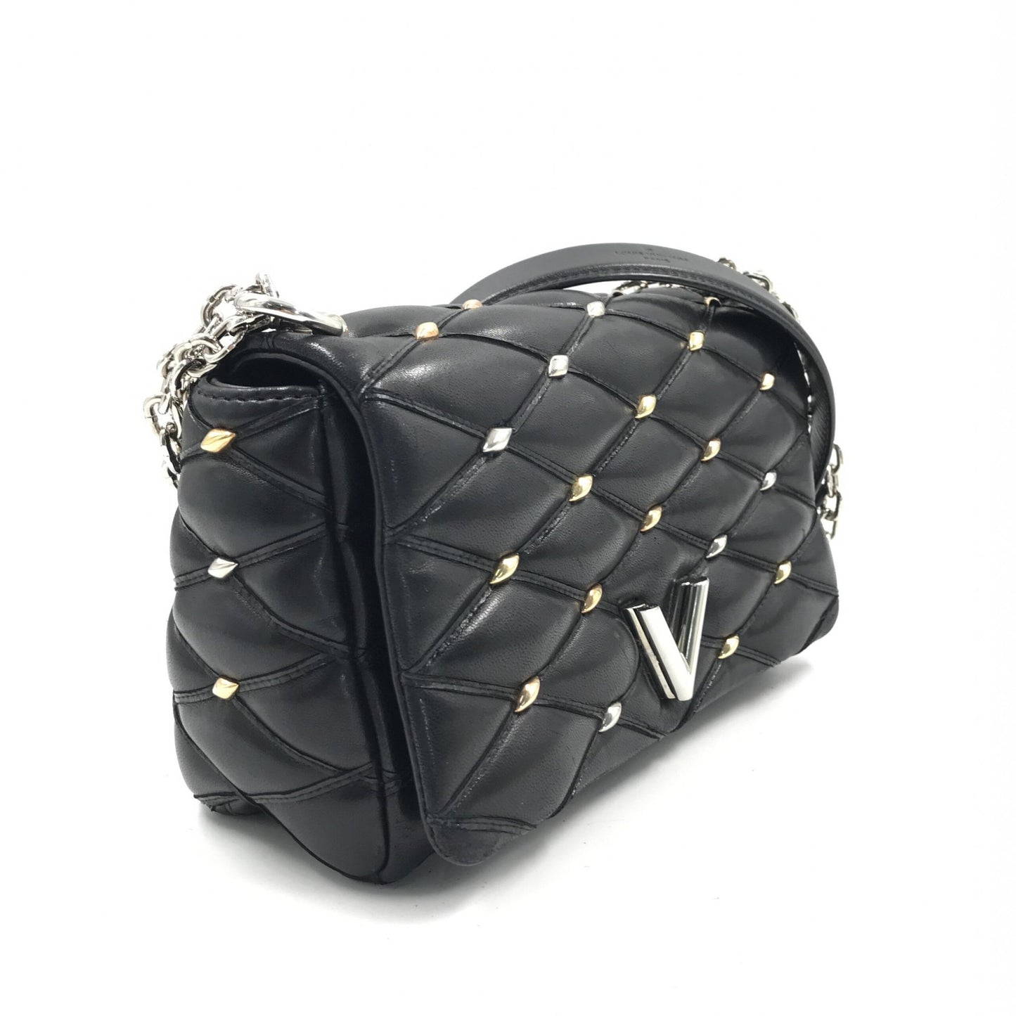 Louis Vuitton Black Quilted Studded Leather GO-14 Malletage PM Bag