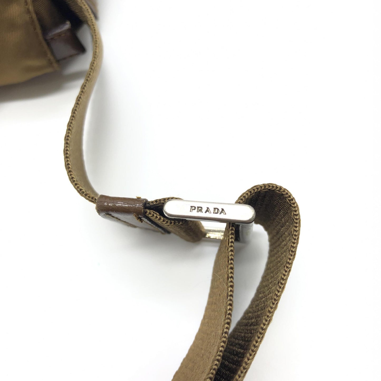 Prada Brown Nylon Shoulder Bag With Logo