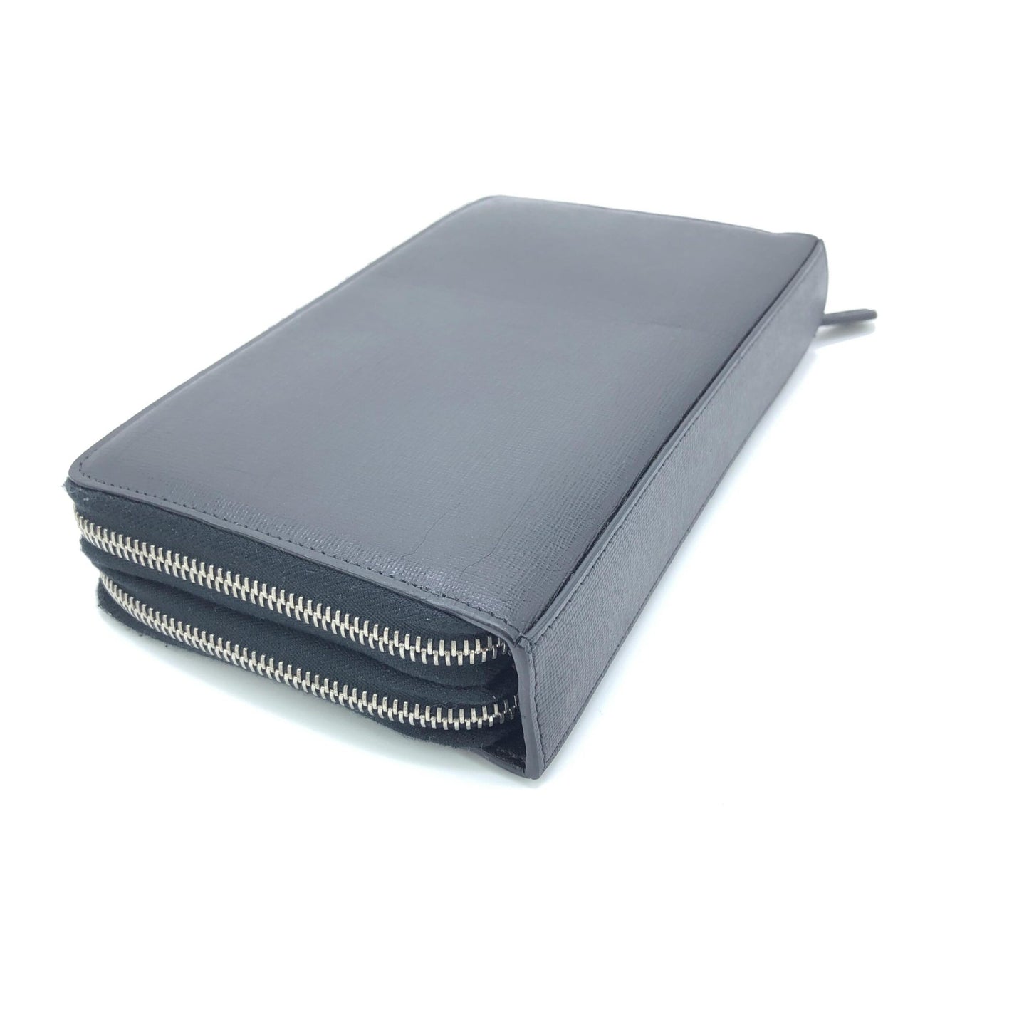 Fendi Double Zipper Zippy Organizer Leather Wallet In Black