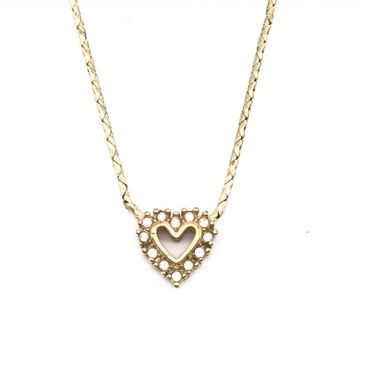 Christian Dior Gold Heart Pendant With Rhinestones