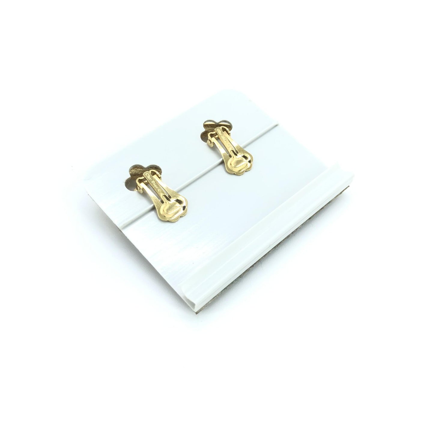 Christian Dior Gold Heart Earrings With Crystals
