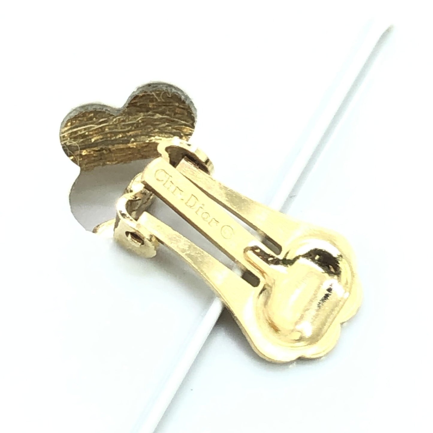 Christian Dior Gold Heart Earrings With Crystals