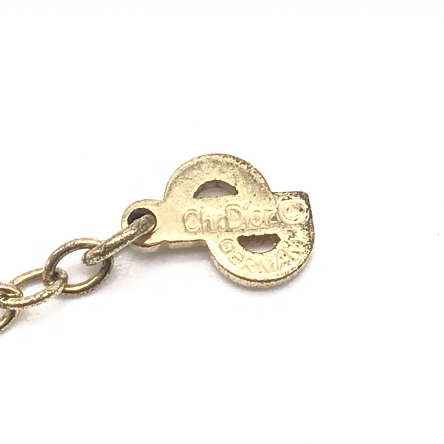 Christian Dior Gold Heart Pendant With Rhinestones