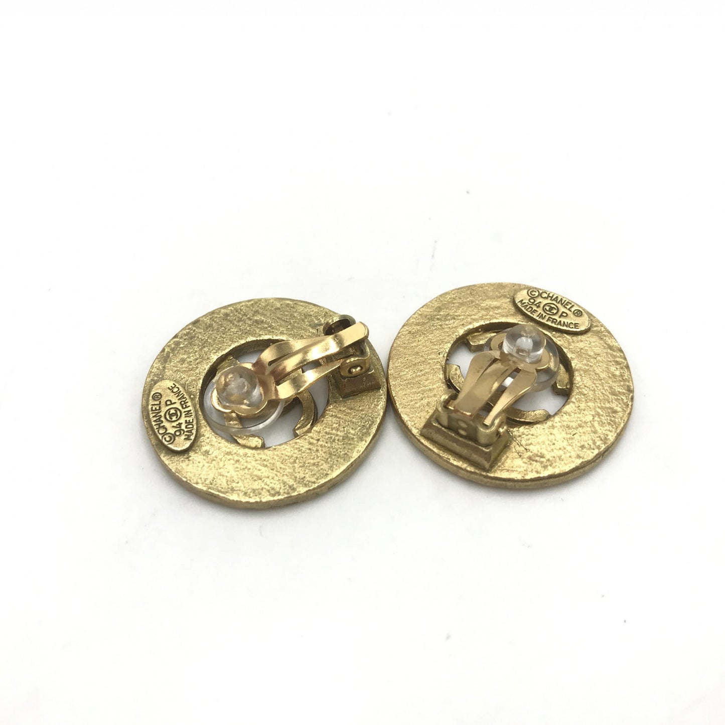 Chanel Gold Plated CC Logo Circular Earrings