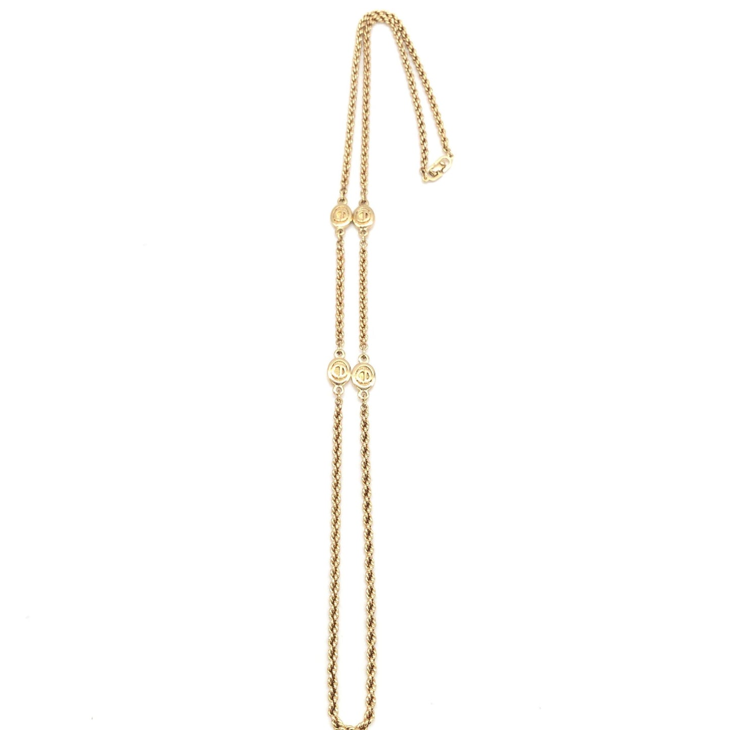 Christian Dior Gold Plated Lariat Bead Necklace