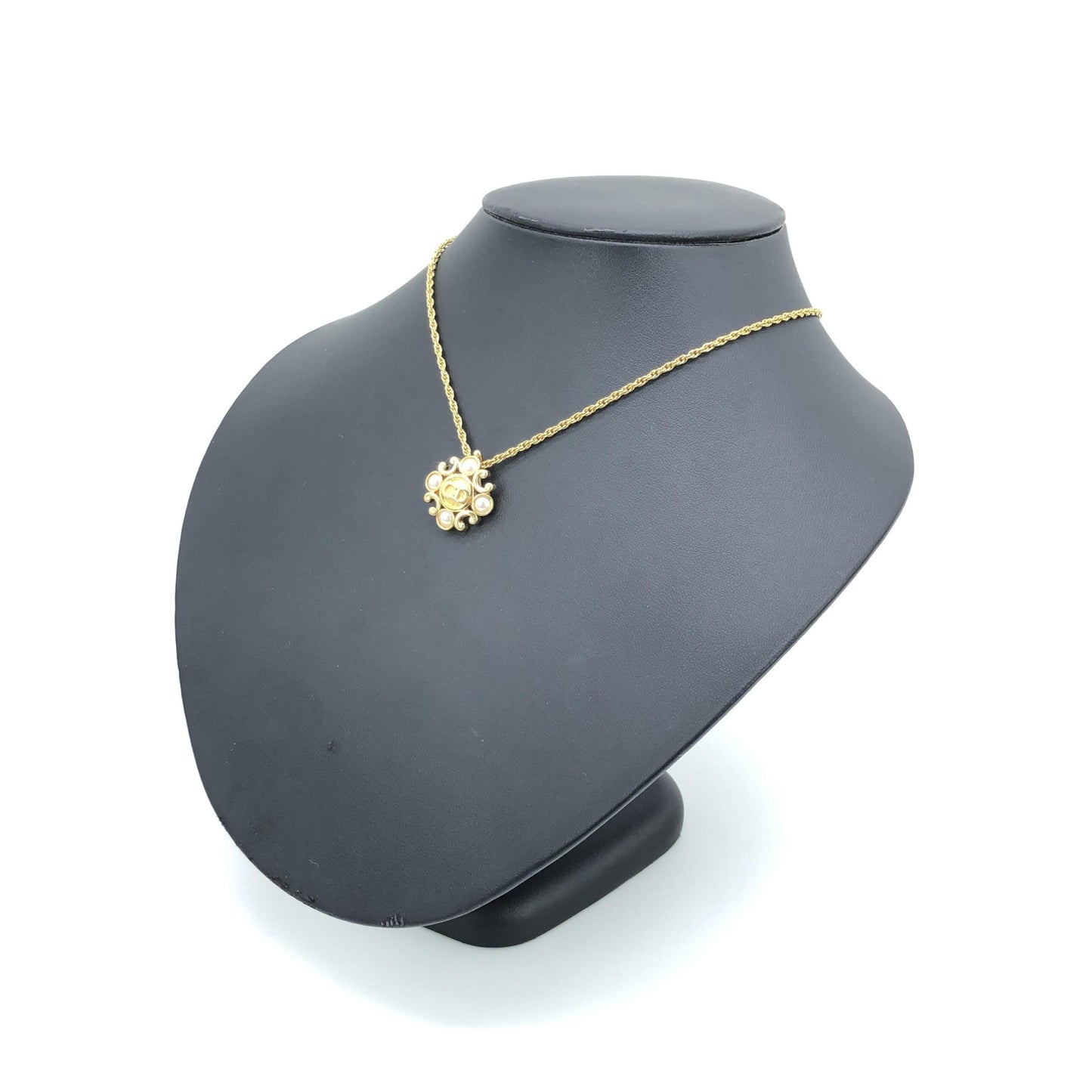 Christian Dior Gold Plated Flower Pendant On Delicate Chain