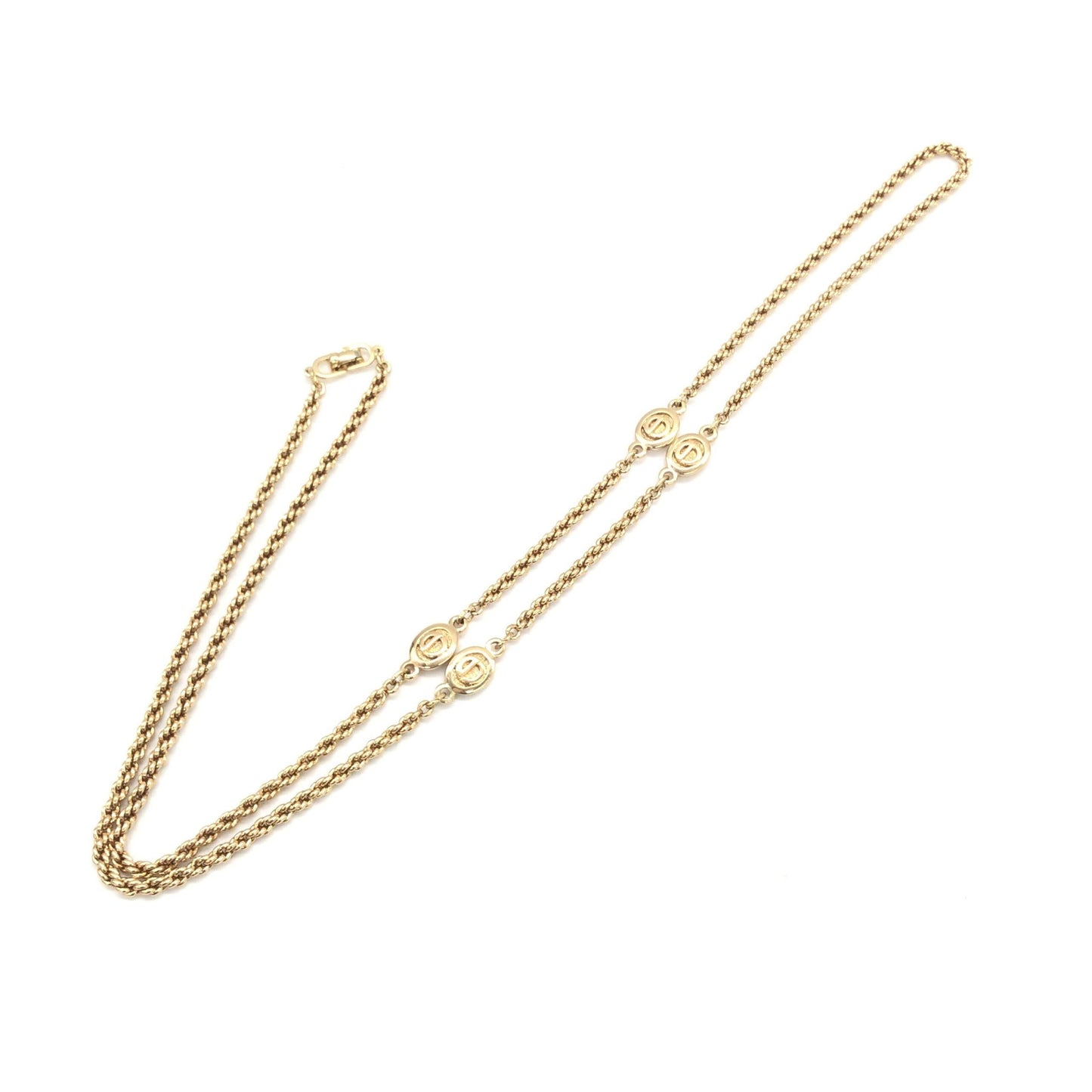 Christian Dior Gold Plated Lariat Bead Necklace