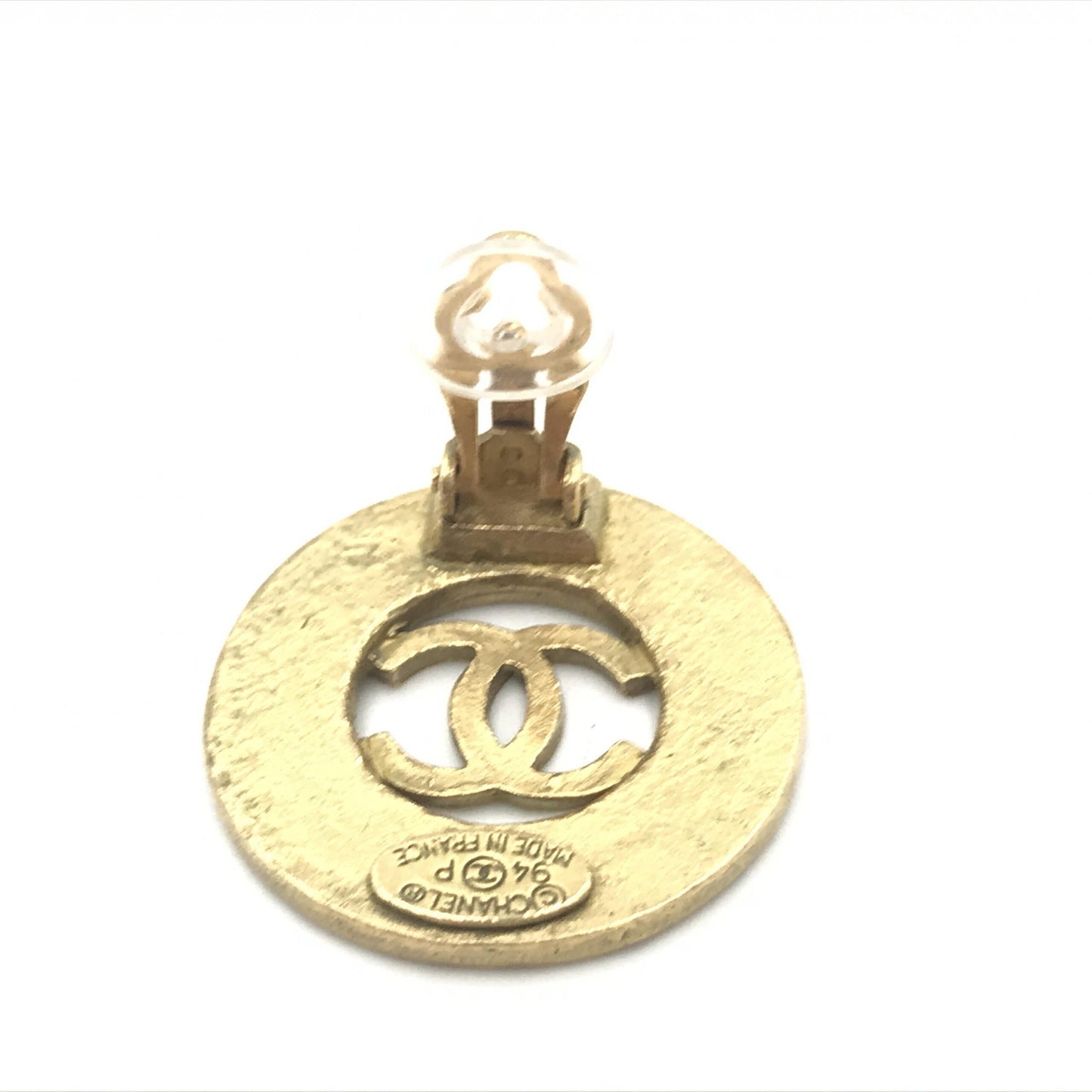 Chanel Gold Plated CC Logo Circular Earrings