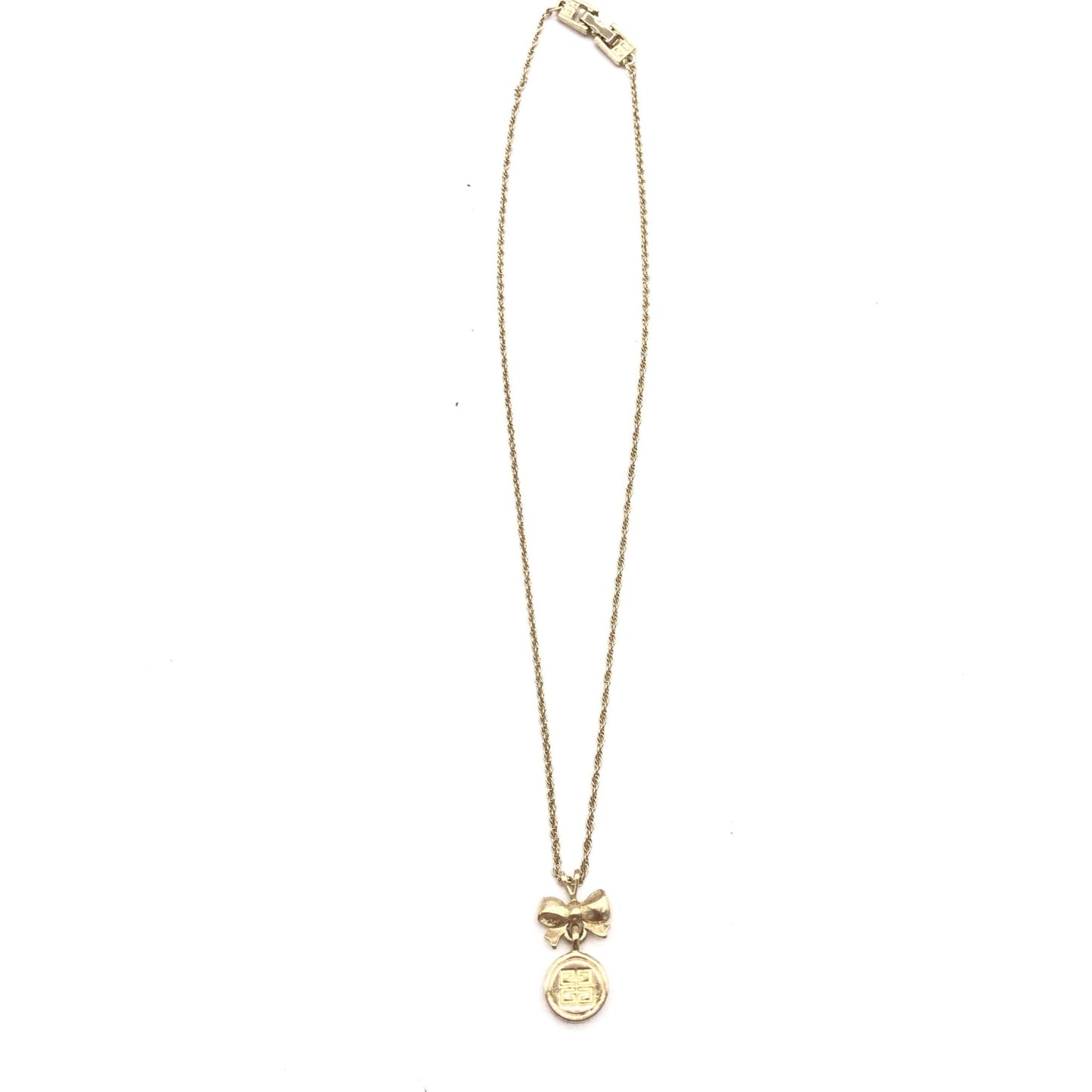 Givenchy Gold Tone Bow Pendant Chain Necklace