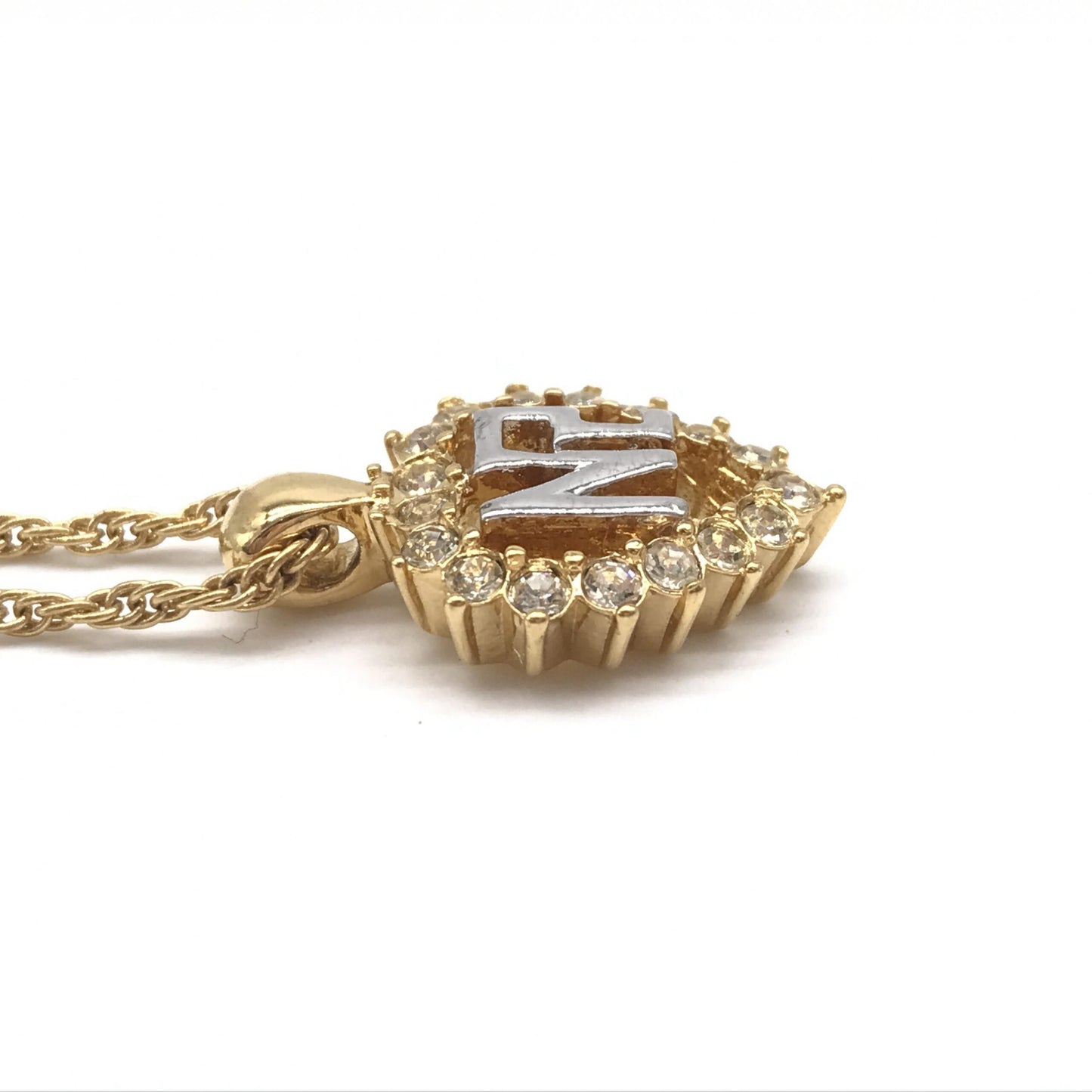 Nina Ricci Gold Tone Pendant Necklace With Heart Design