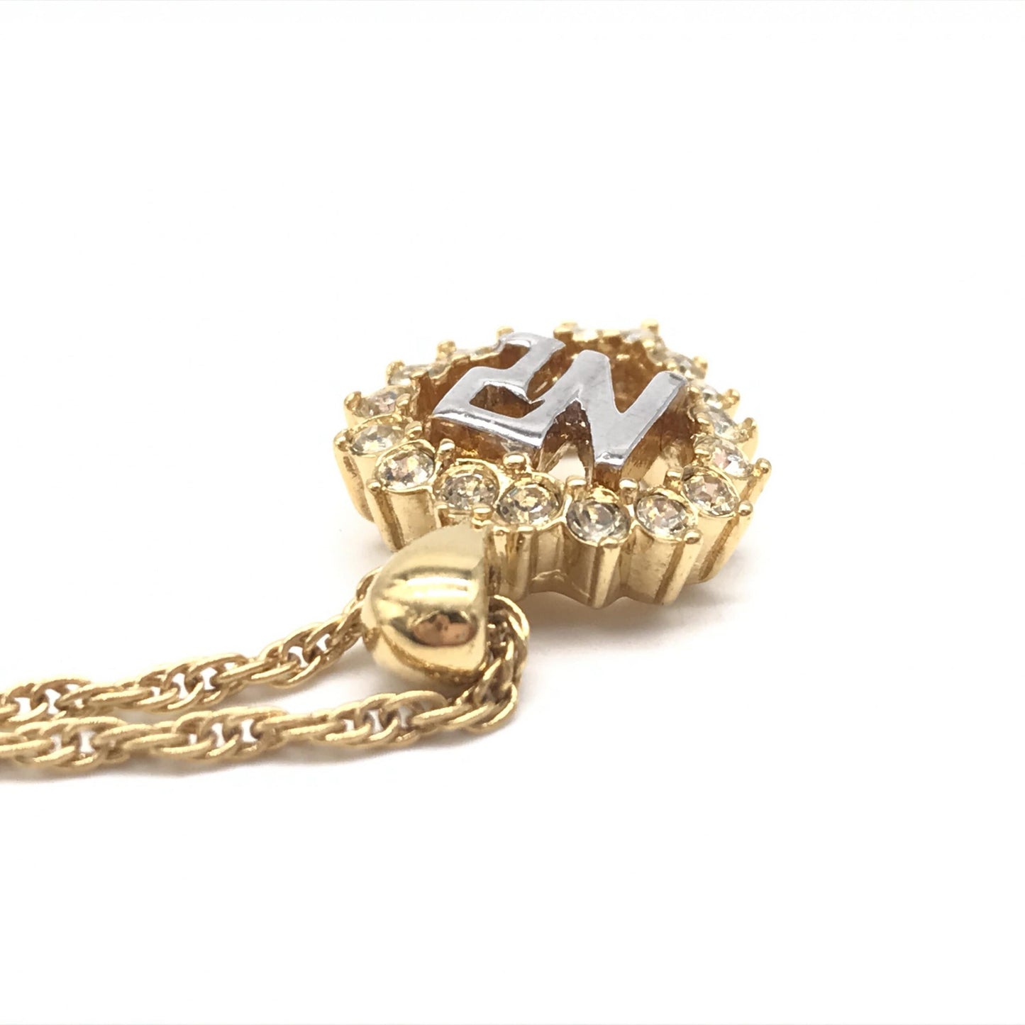 Nina Ricci Gold Tone Pendant Necklace With Heart Design