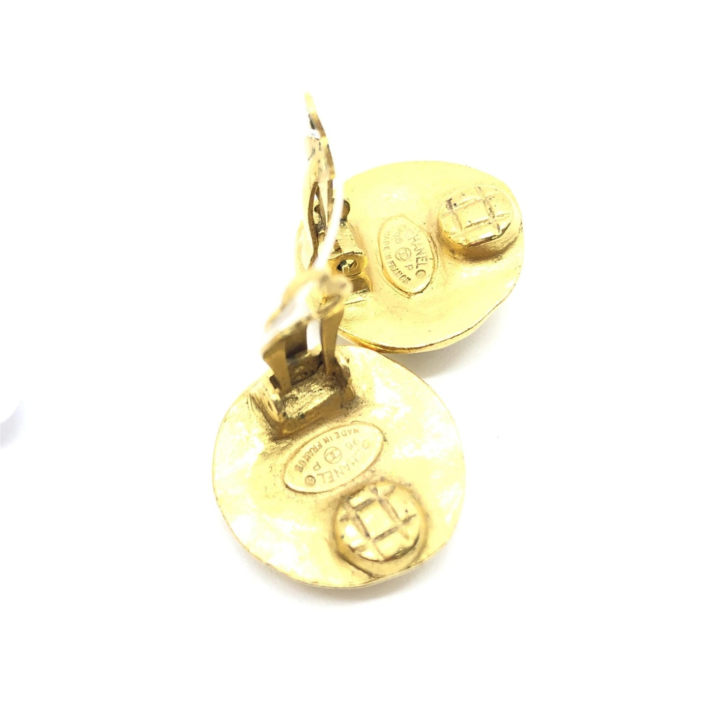 Chanel Gold Tone CC Clip-On Earrings