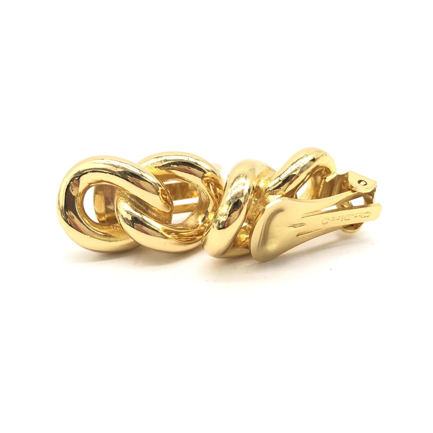 Christian Dior Gold Tone Twisted Chain Clip-On Earrings