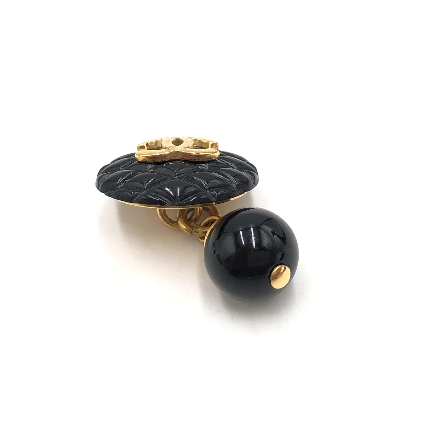Chanel Matelasse Coco Mark Black Plastic Cufflinks