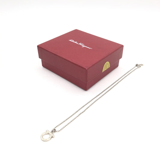 Salvatore Ferragamo Silver Plated Necklace With Crystal Pendant