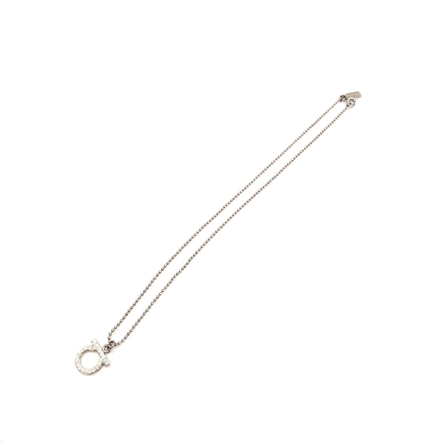 Salvatore Ferragamo Silver Plated Necklace With Crystal Pendant