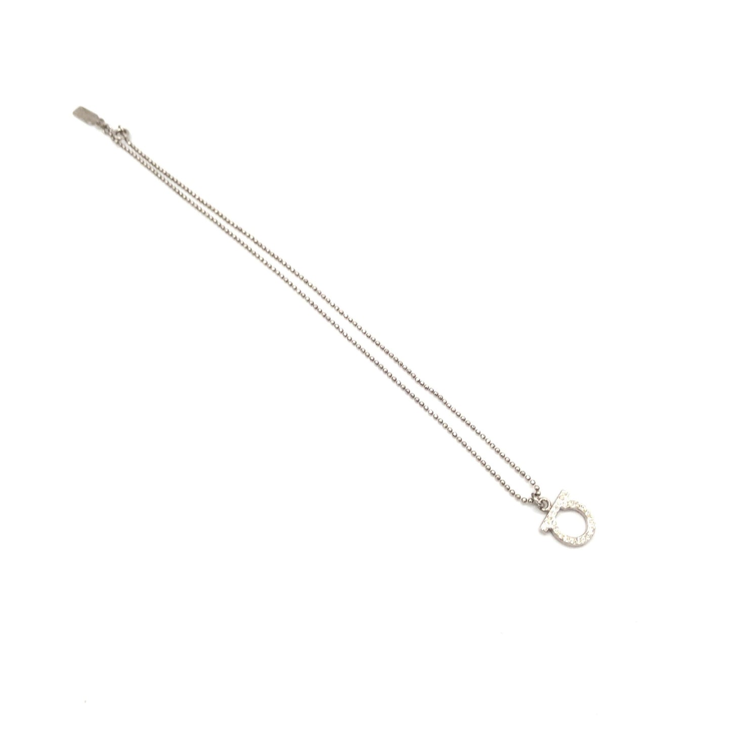 Salvatore Ferragamo Silver Plated Necklace With Crystal Pendant