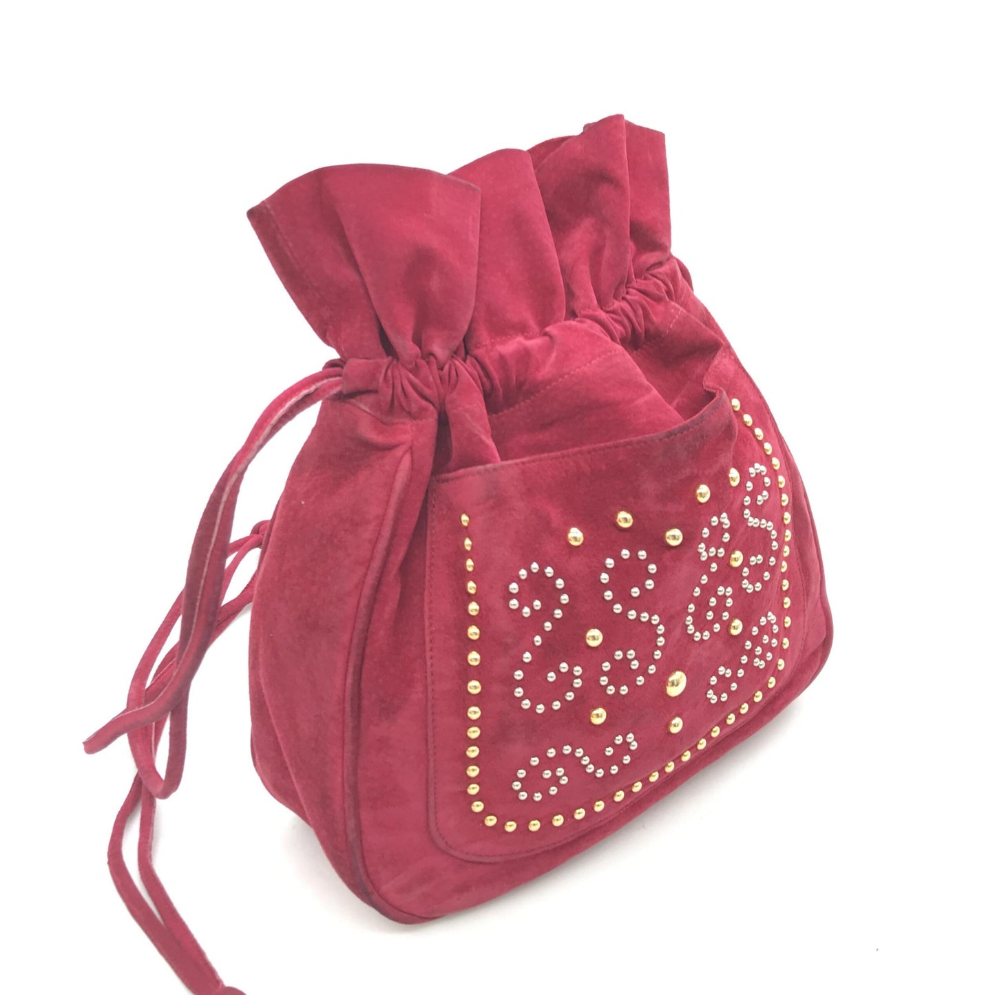 Saint Laurent Suede Leather Drawstring Shoulder Bag