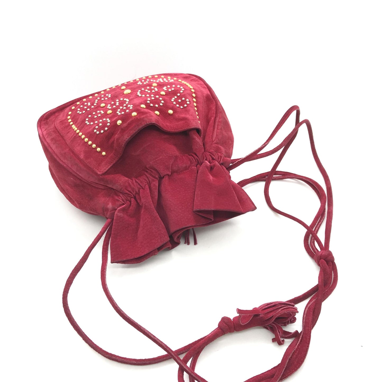 Saint Laurent Suede Leather Drawstring Shoulder Bag