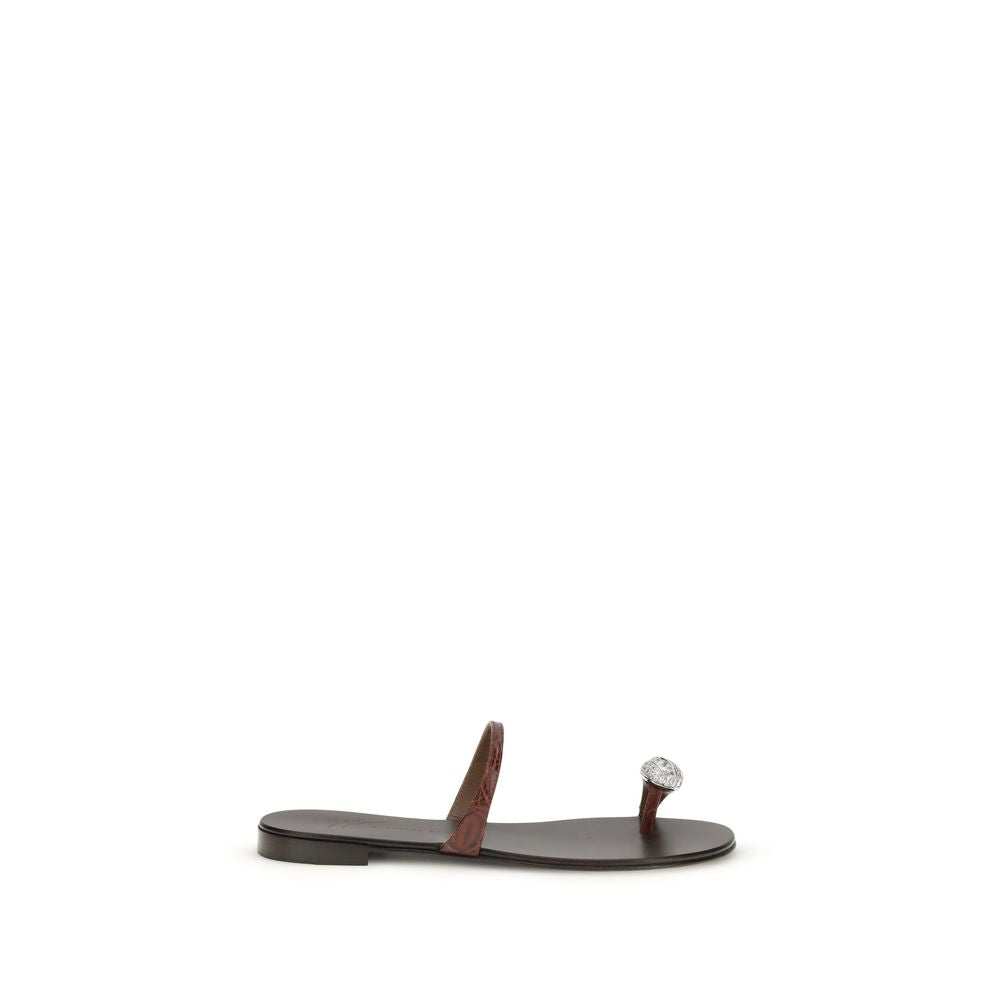 Giuseppe Zanotti Brown Calf Leather Bos Taurus Sandals