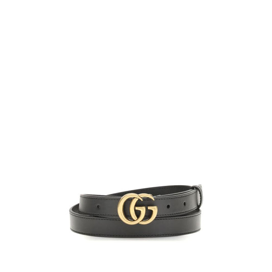 Gucci Black Calf Leather Bos Taurus Thin Belt