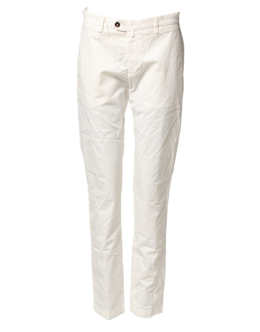 Briglia 1949 White Cotton Straight Fit Chino Trouser Pants