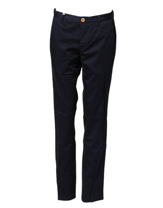Domenico Tagliente Navy Blue Straight Chino Mid Waist Pants