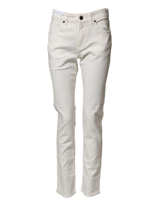 PT Torino White Cotton Mid Waist Skinny Denim Trouser Jeans