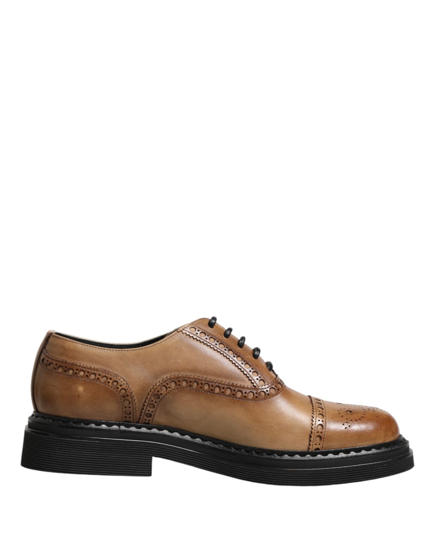 Dolce & Gabbana Brown Lace Up Leather Brogue Derby Men Shoes