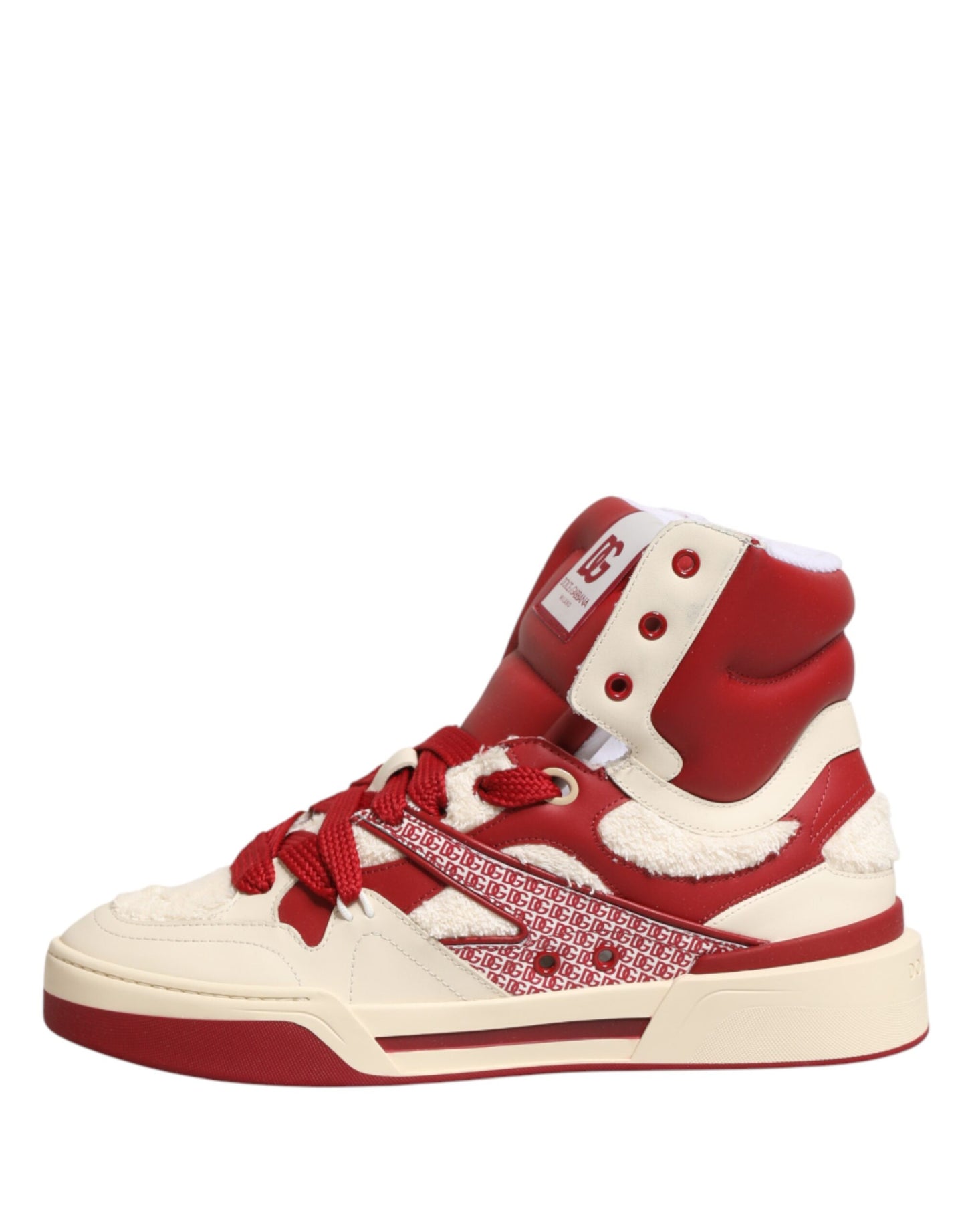 Dolce & Gabbana White Red Custom 2.Zero High Top Men Sneakers Shoes
