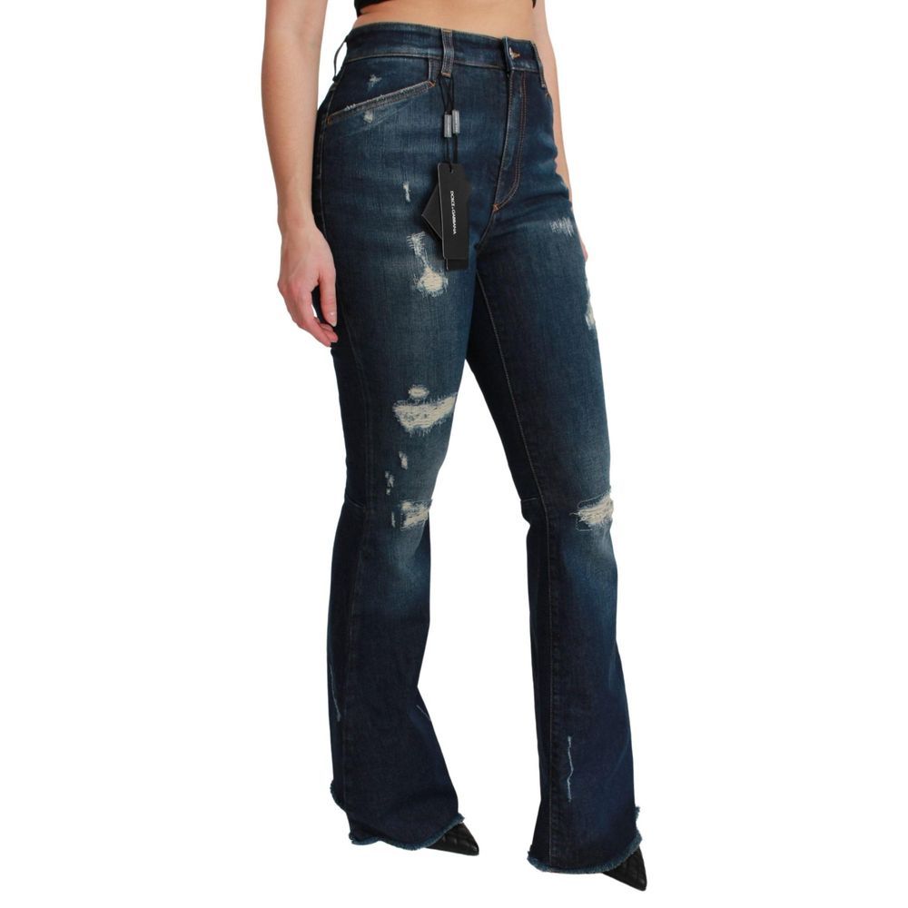 Dolce & Gabbana Blue Cotton Flared Jeans