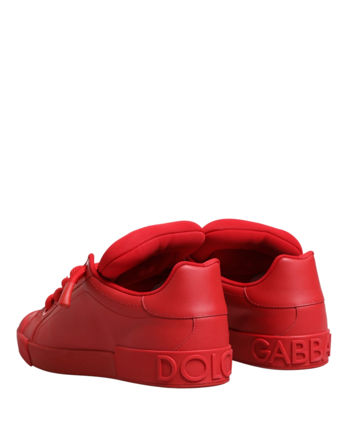 Dolce & Gabbana Red Leather Lace Up Low Top Sneakers Shoes