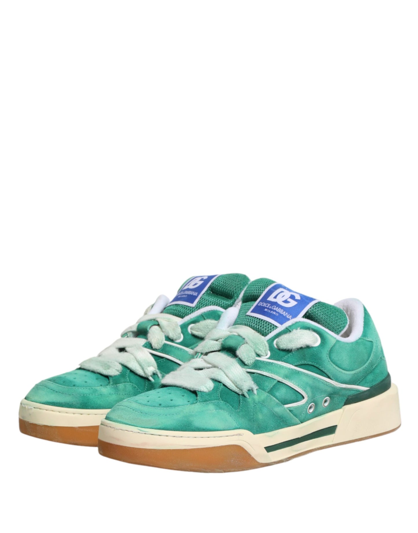 Dolce & Gabbana Green Suede New Roma Low Top Sneakers Shoes