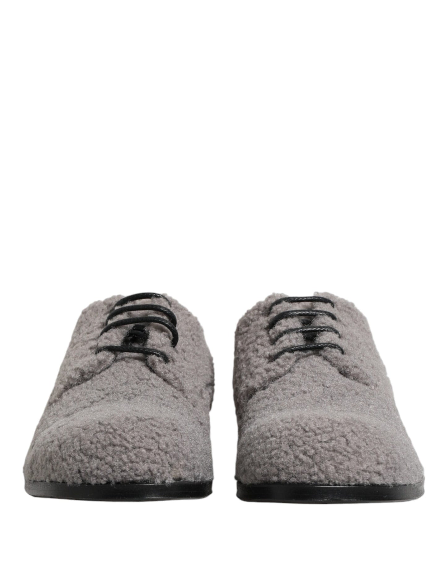 Dolce & Gabbana Gray Fleece Lace Up Men Derby Dress Shoes